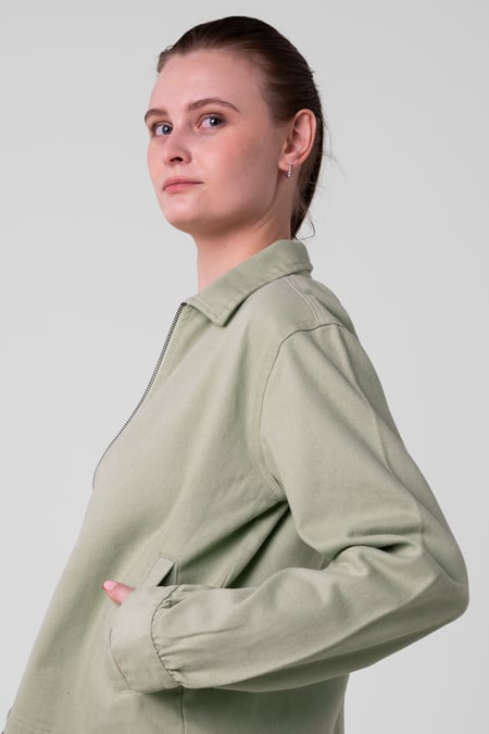 Womens Green Full Zip Cropped Jacket