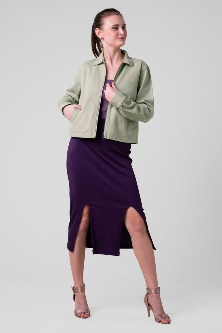 Womens Full Zip Cropped Jacket