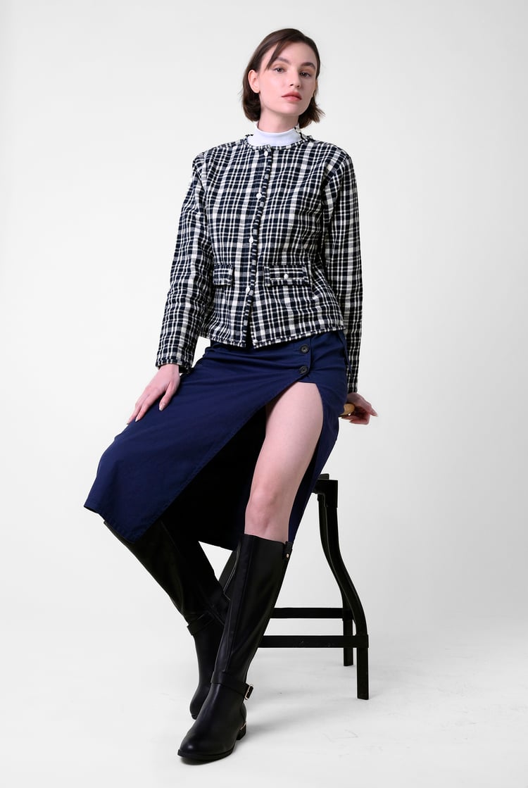 Womens Cropped Button Up Jacket