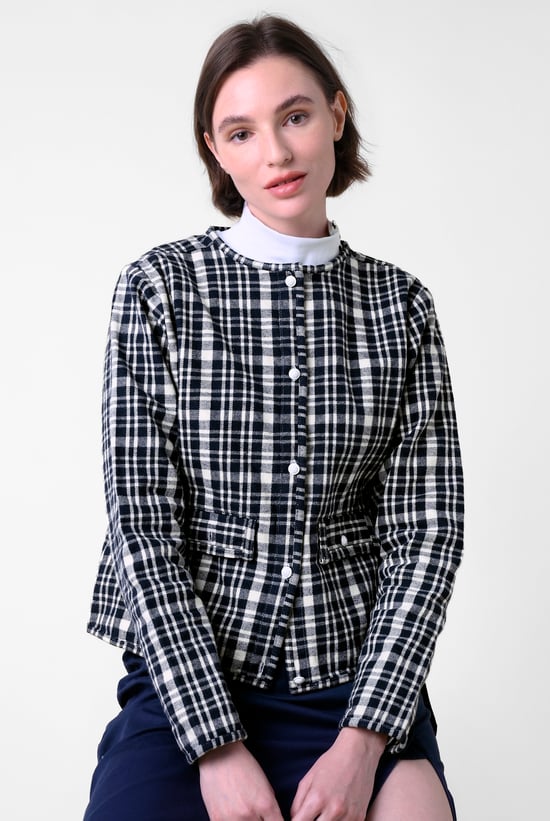 Womens Cropped Button Up Jacket