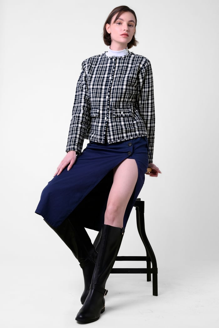 Womens Cropped Button Up Jacket