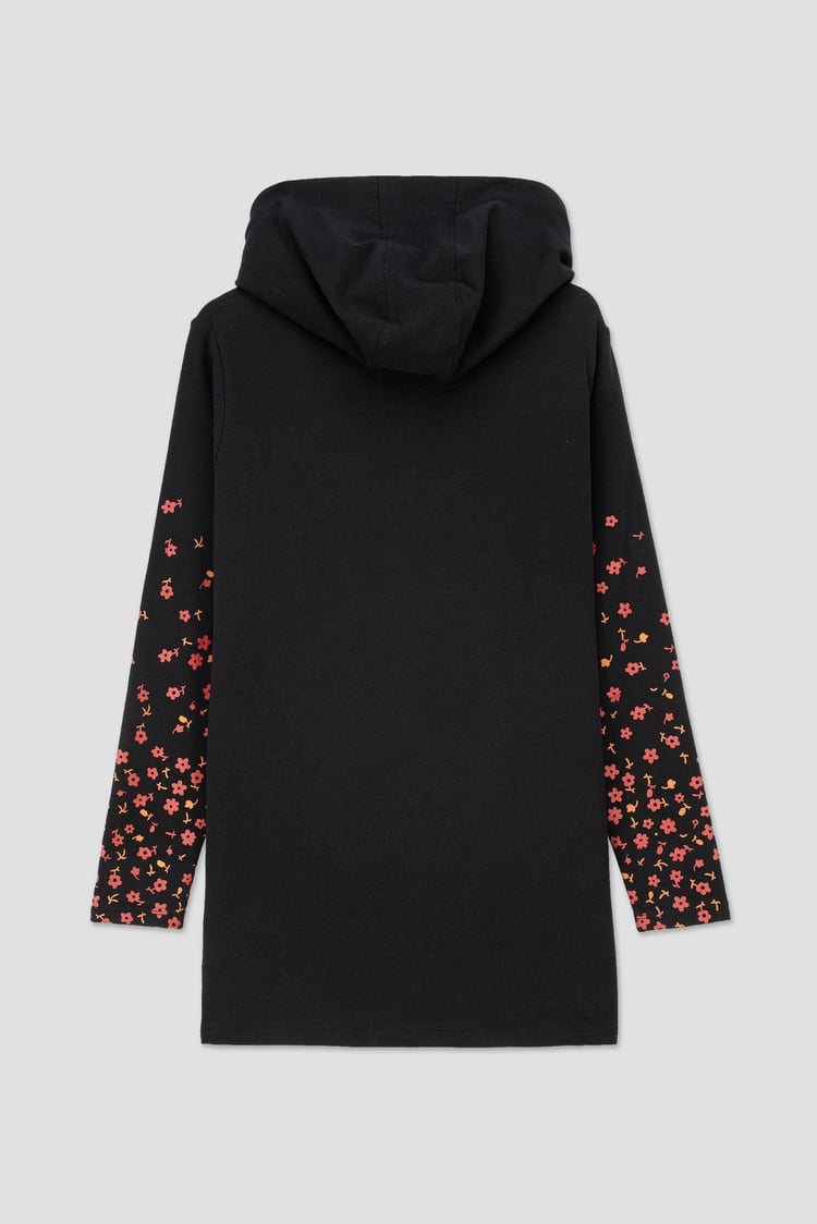 Women Longline Zip Front Hoodie