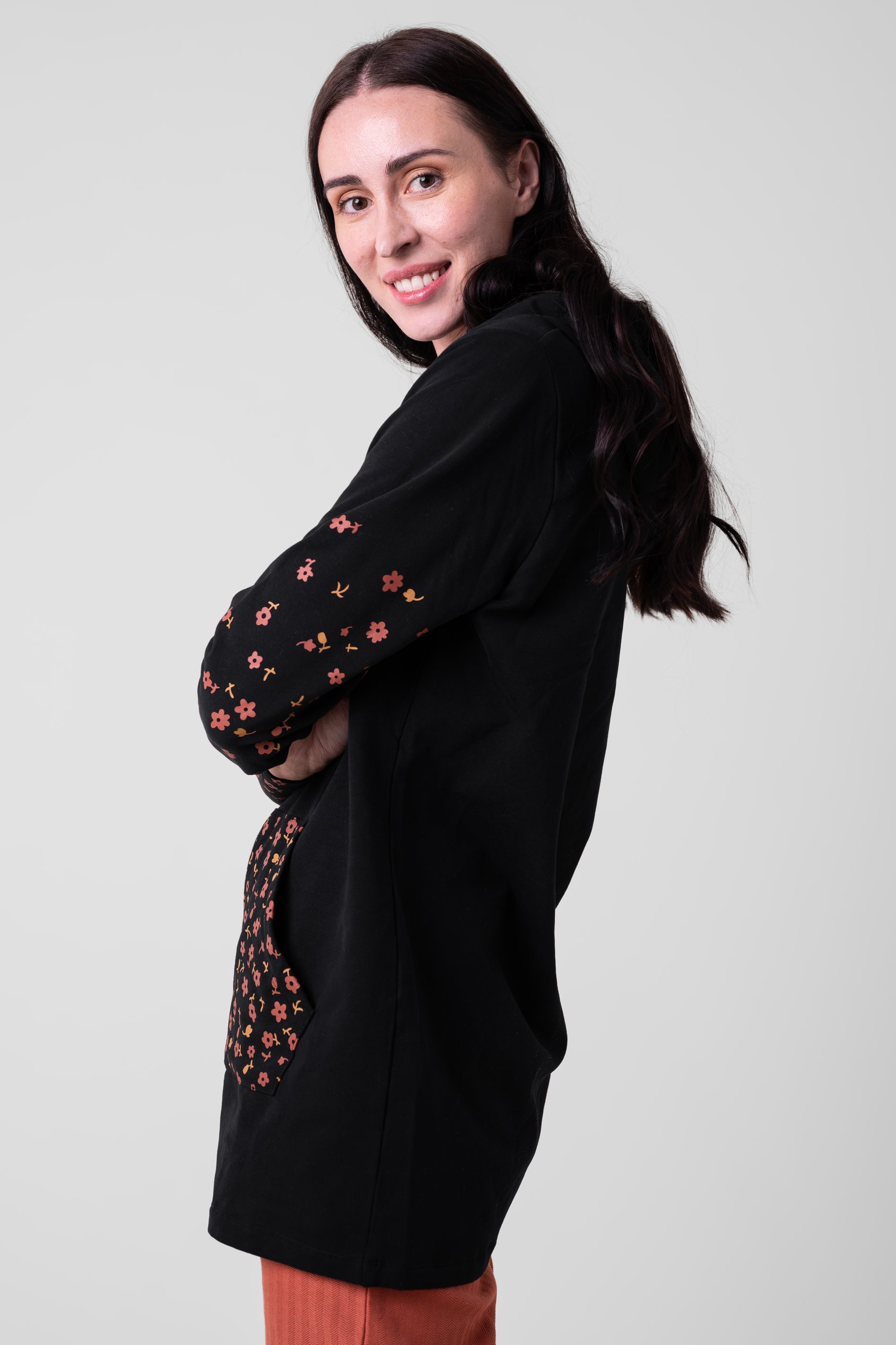 Women Longline Zip Front Hoodie