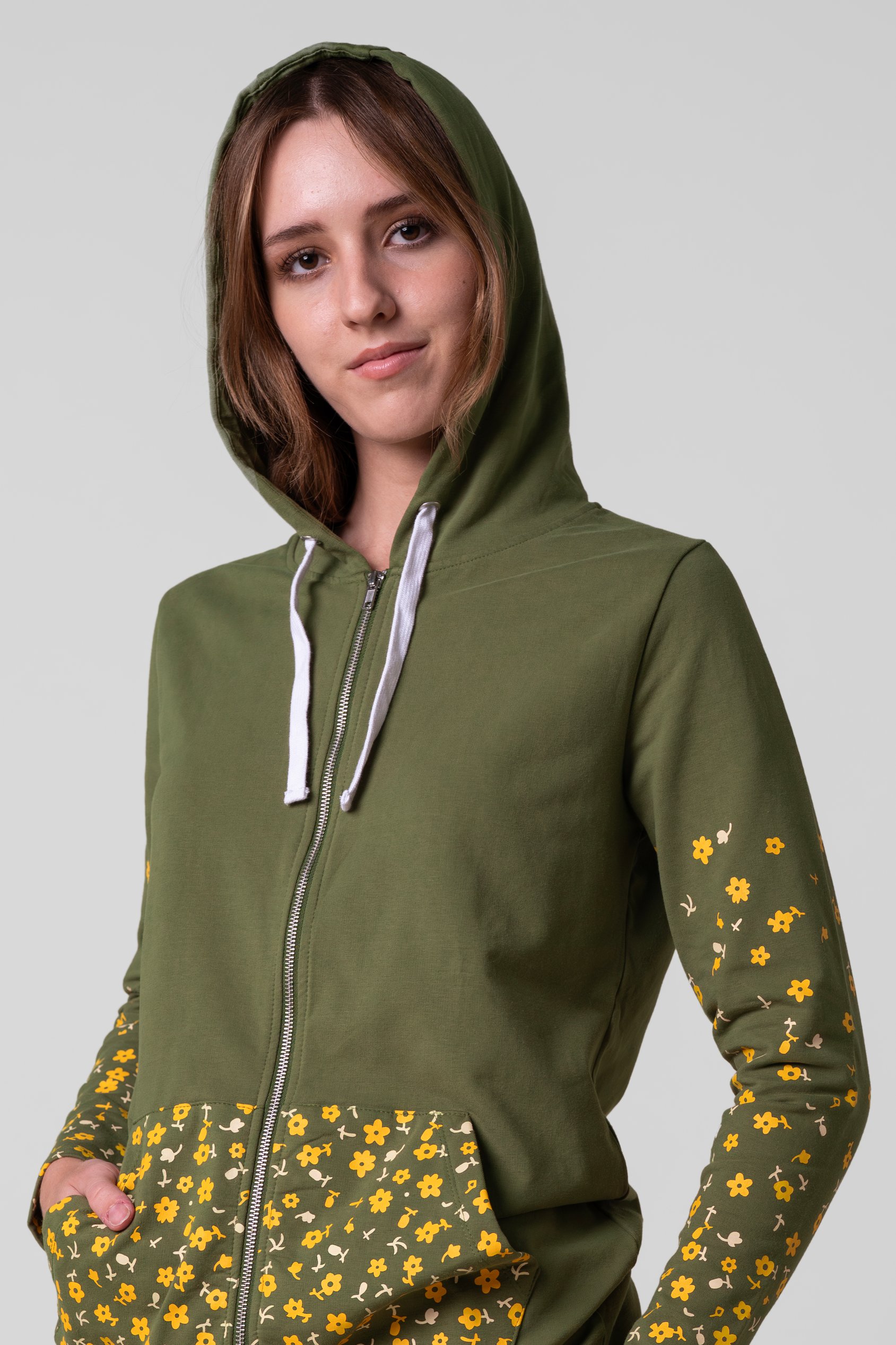 Women Longline Zip Front Hoodie