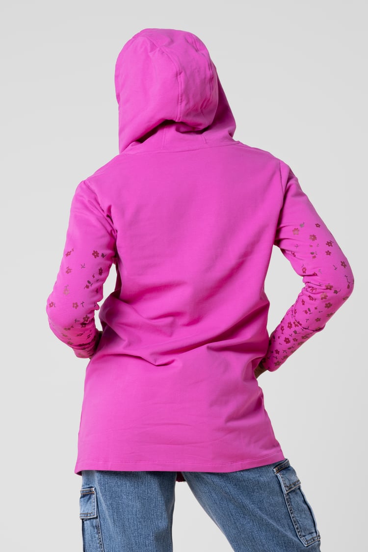 Women Longline Zip Front Hoodie