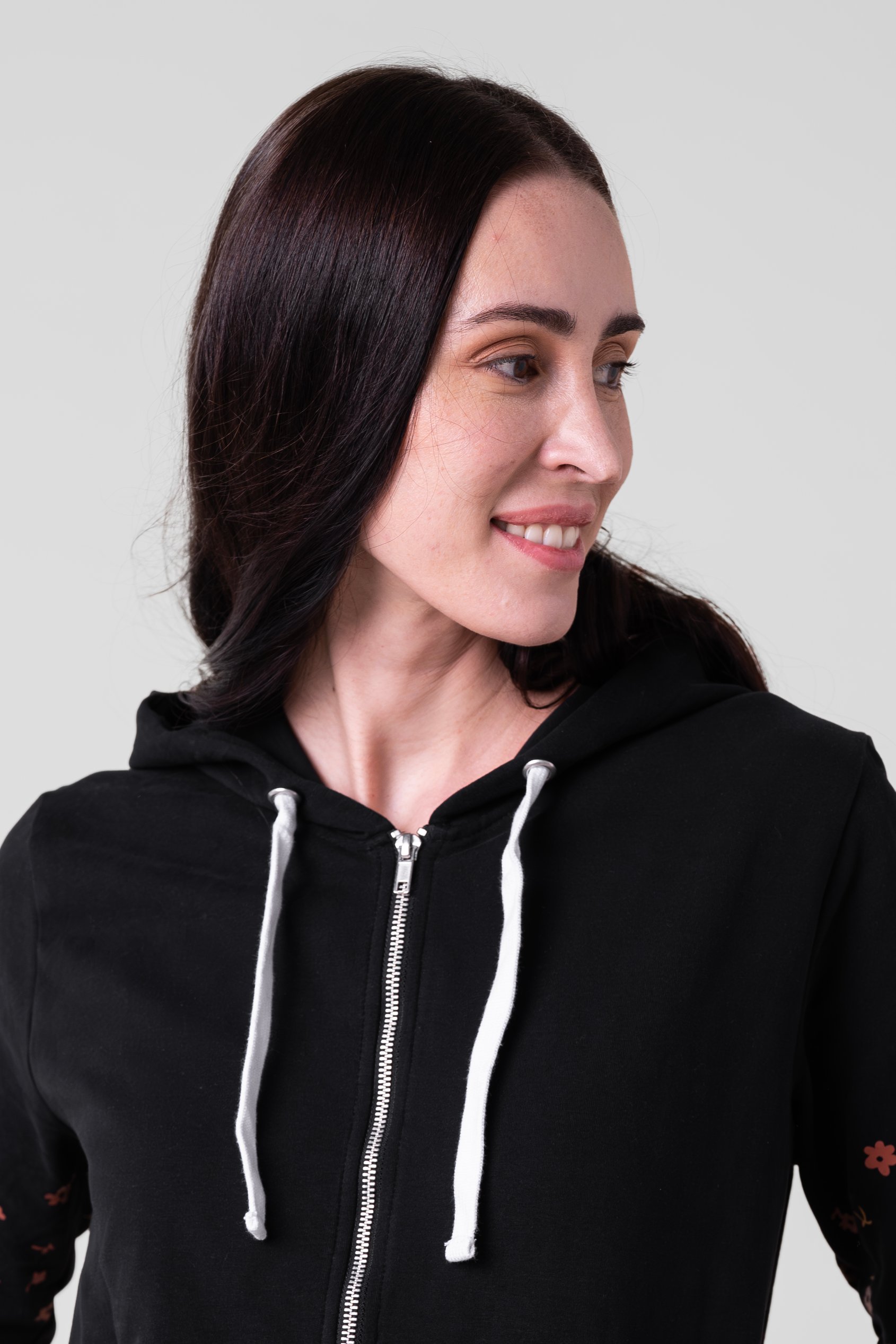 Women Longline Zip Front Hoodie