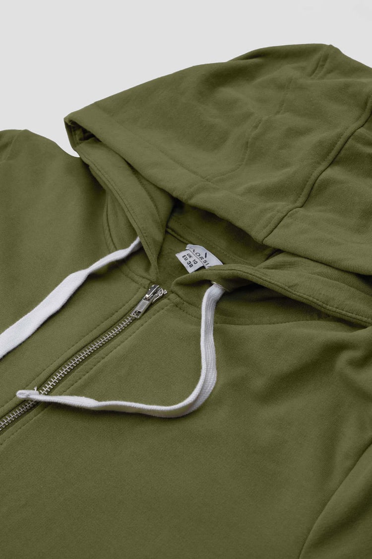 Women Longline Zip Front Hoodie