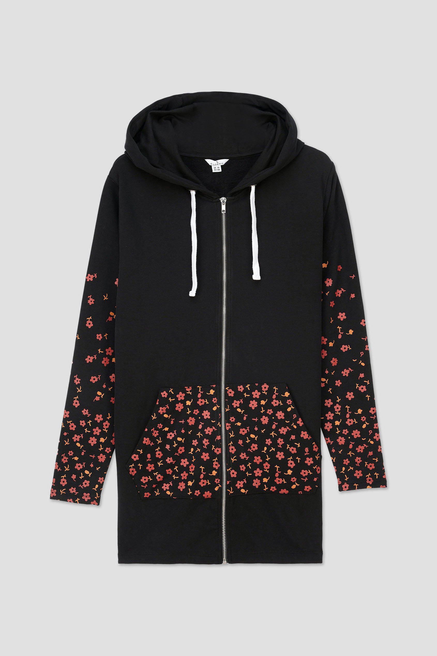 Women Longline Zip Front Hoodie