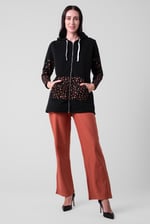 Women Longline Zip Front Hoodie