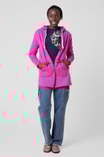 Women Longline Zip Front Hoodie