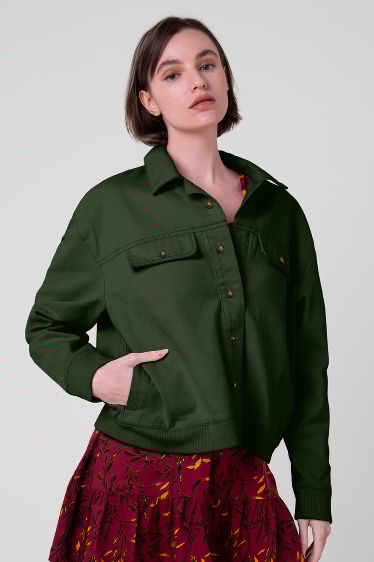 Womens Flap Pocket Button Detail Jacket