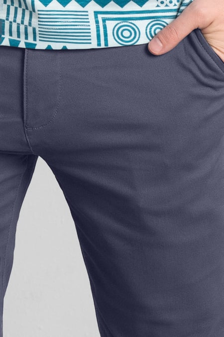 Mens Blue Regular Fit Chino Trouser
