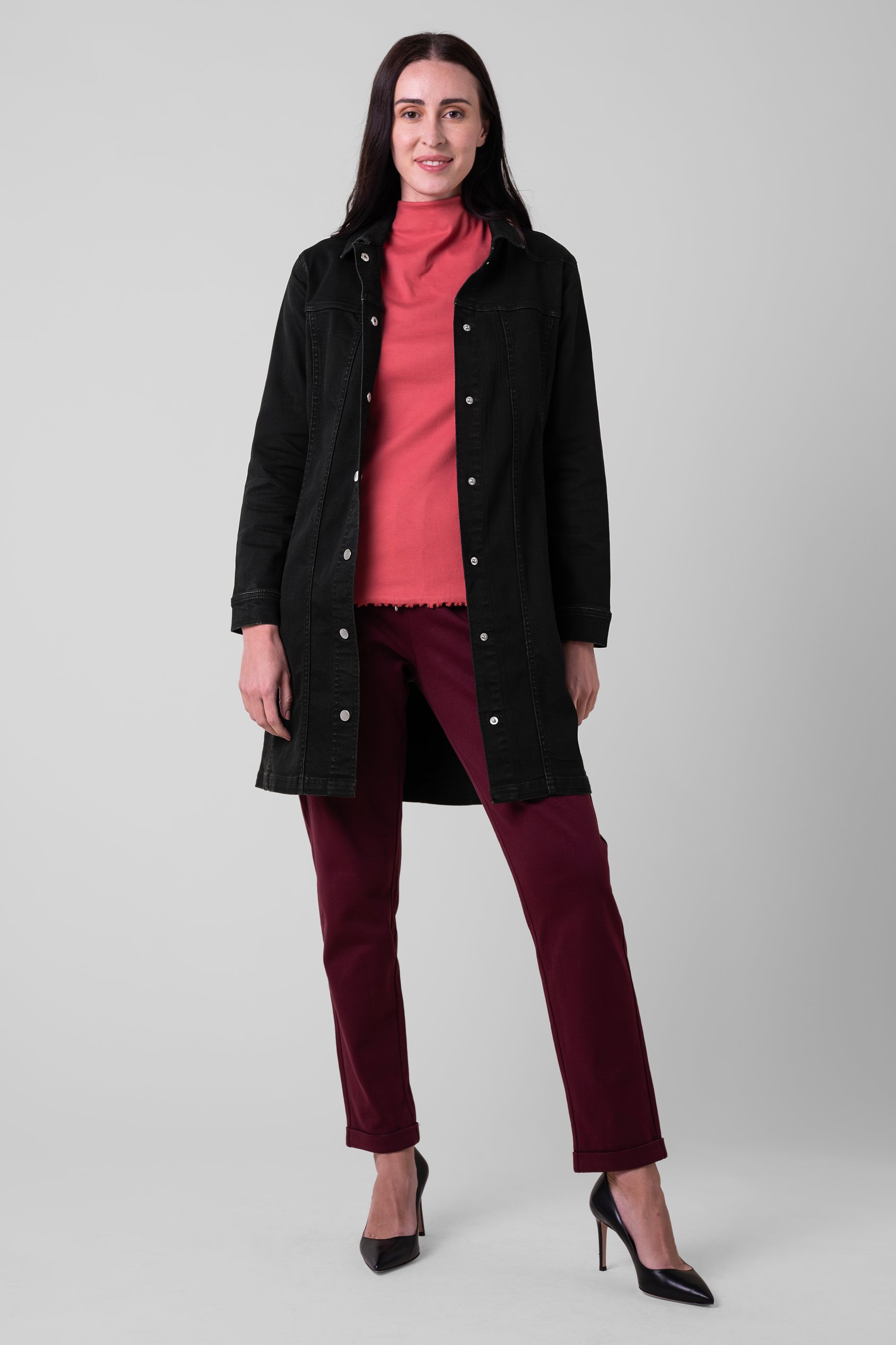 Womens Black Slim Longline Jacket