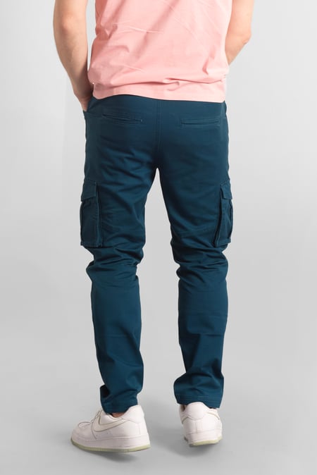 Mens Blue Zip Details Cargo Trouser