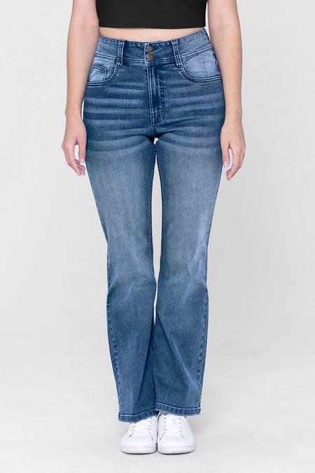 Mid Blue Slim shape Boot cut Jeans