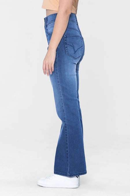 Mid Blue Slim shape Boot cut Jeans