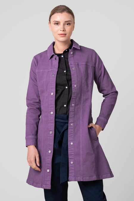 Womens Purple Slim Longline Coloured Jacket