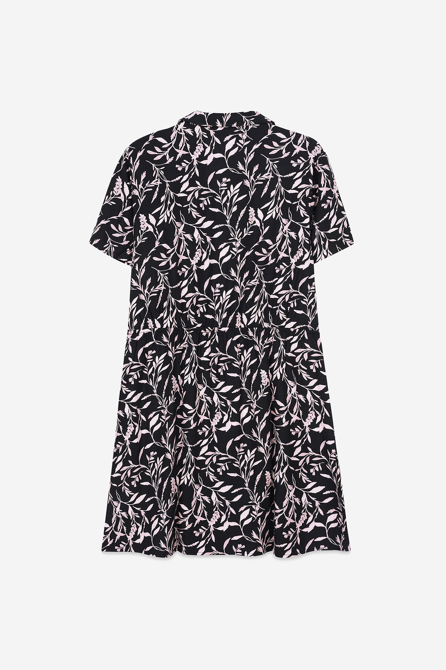 Womens Leaf Print Dress With Collar