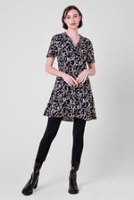 Womens Leaf Print Dress With Collar