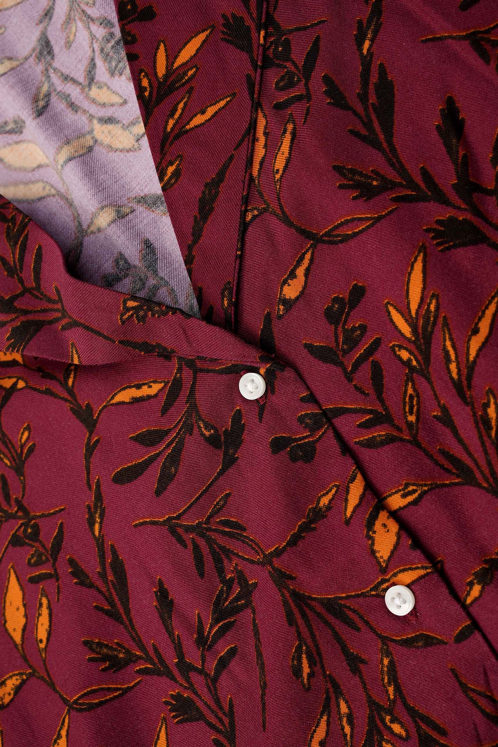 Womens Leaf Print Dress With Collar