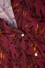 Womens Leaf Print Dress With Collar