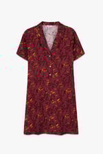 Womens Leaf Print Dress With Collar