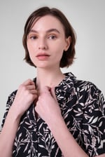 Womens Leaf Print Dress With Collar