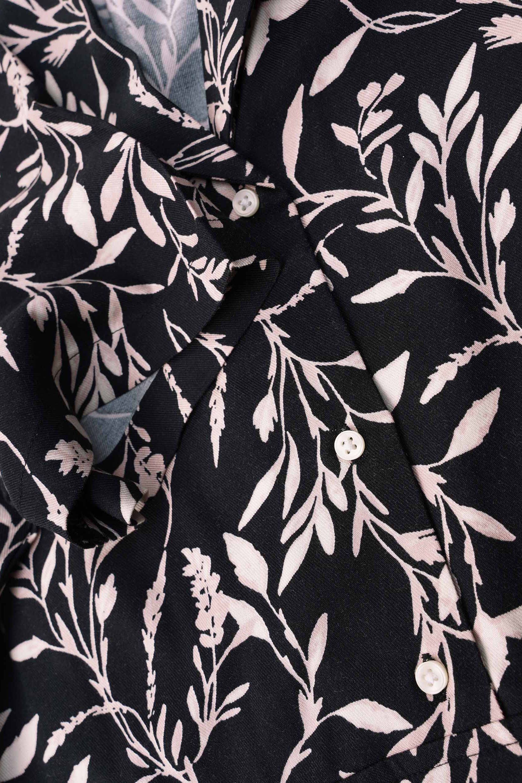 Womens Leaf Print Dress With Collar