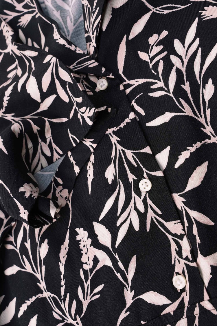 Womens Leaf Print Dress With Collar