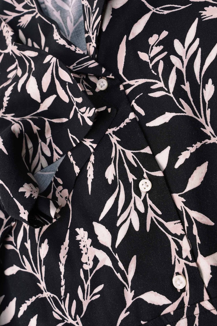 Womens Leaf Print Dress With Collar