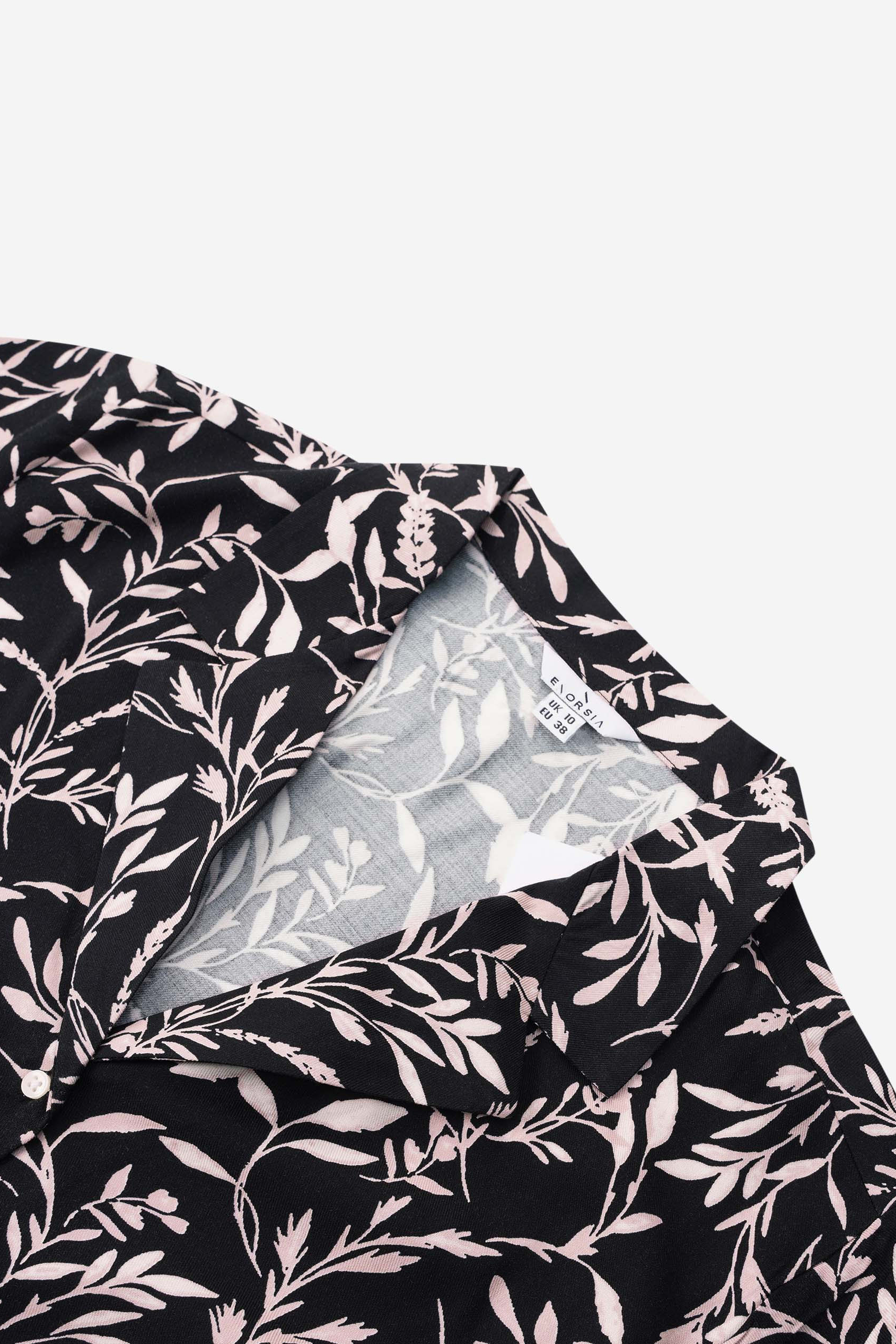 Womens Leaf Print Dress With Collar