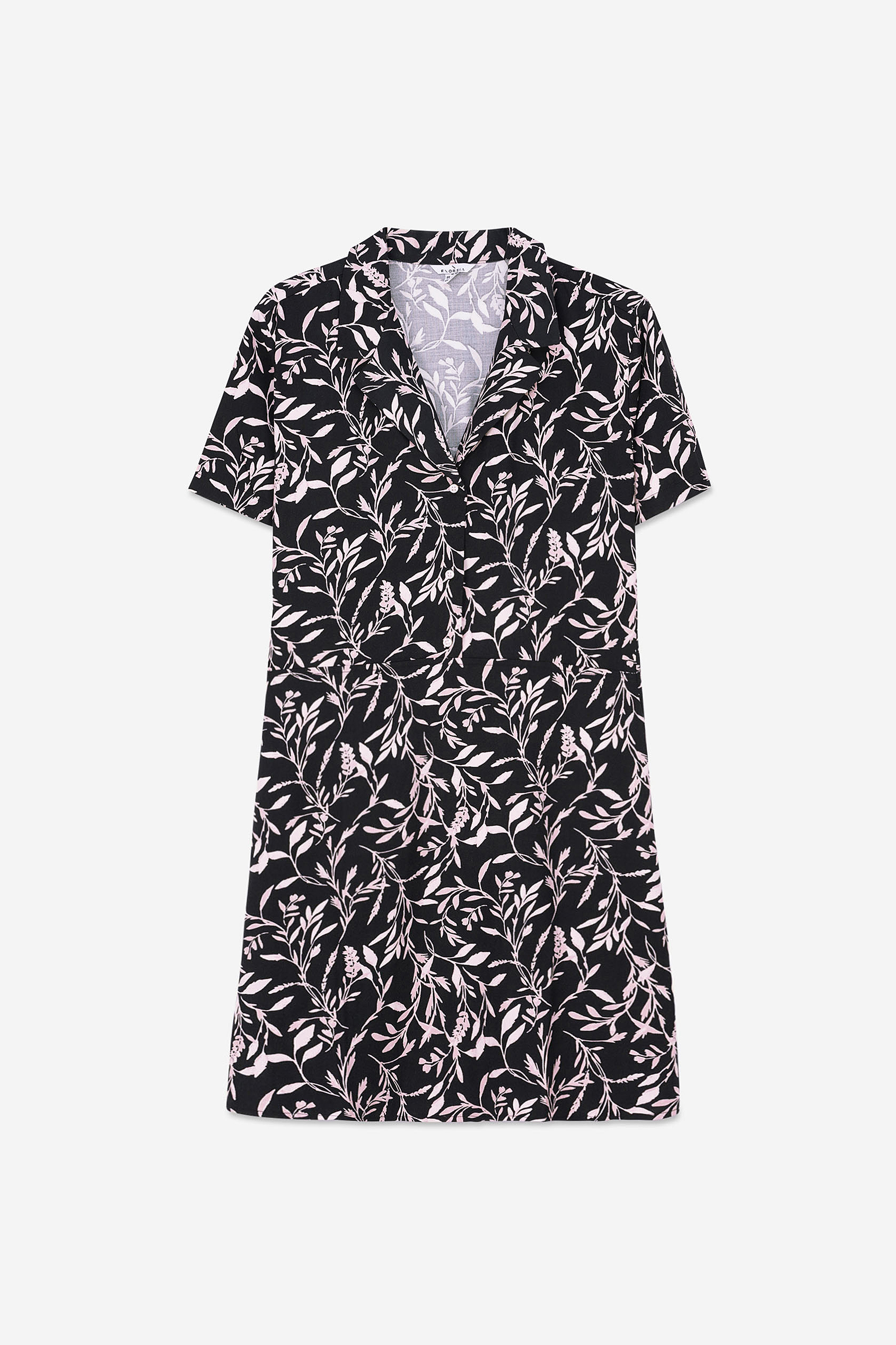 Womens Leaf Print Dress With Collar