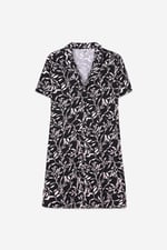 Womens Leaf Print Dress With Collar
