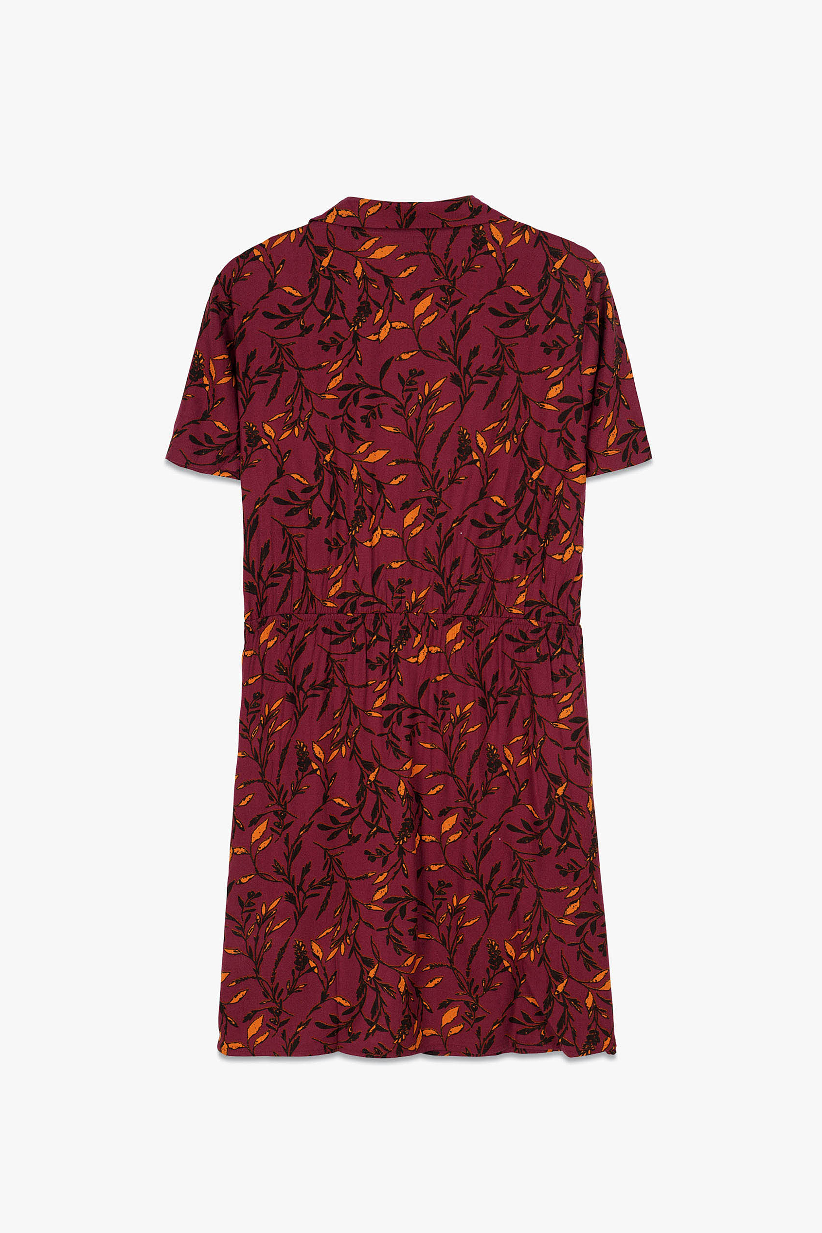 Womens Leaf Print Dress With Collar