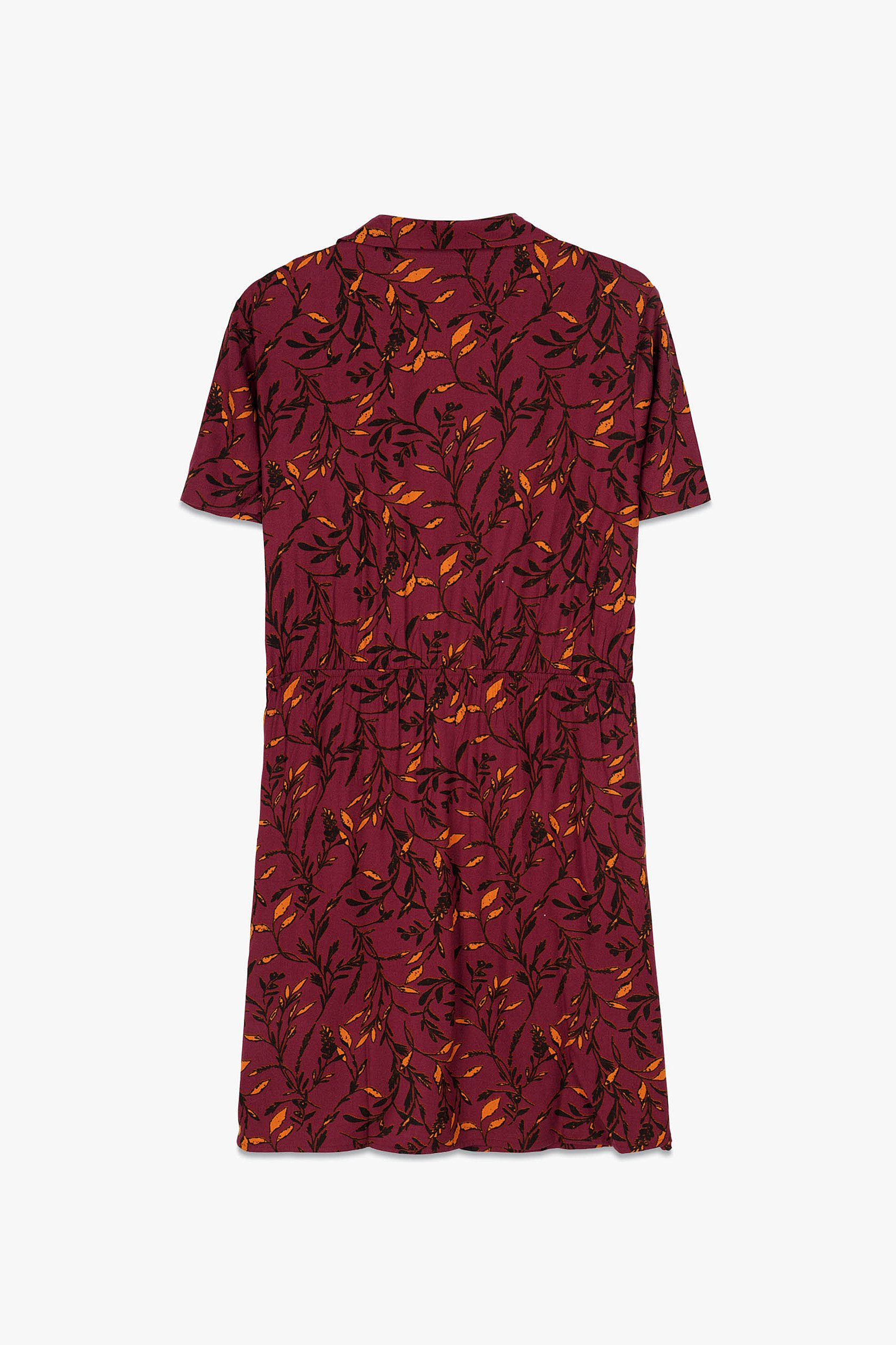 Womens Leaf Print Dress With Collar