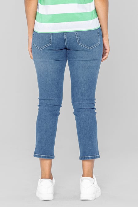 Mid Blue Super Stretch Skinny Capri Jeans