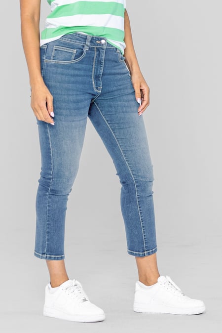 Mid Blue Super Stretch Skinny Capri Jeans