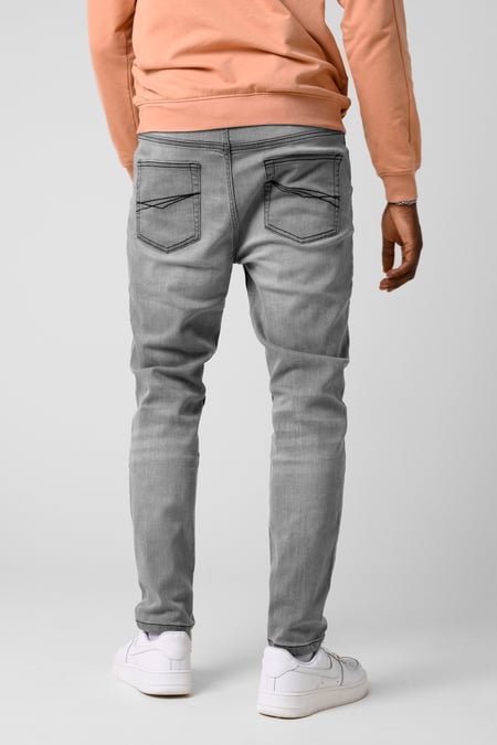 Mens Grey Tapered Slim Fit Jeans