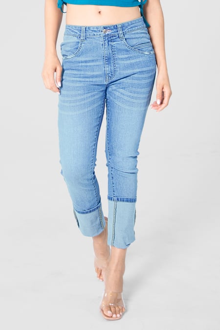 Light Blue Mid Waist Skinny Jeans