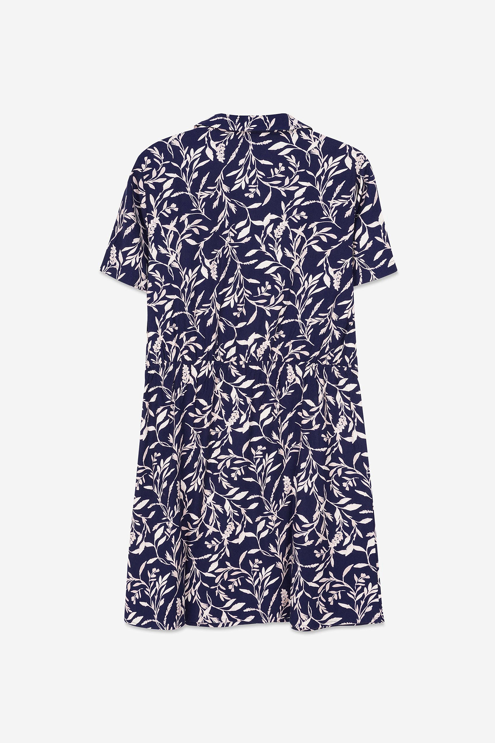 Womens Leaf Print Dress With Collar