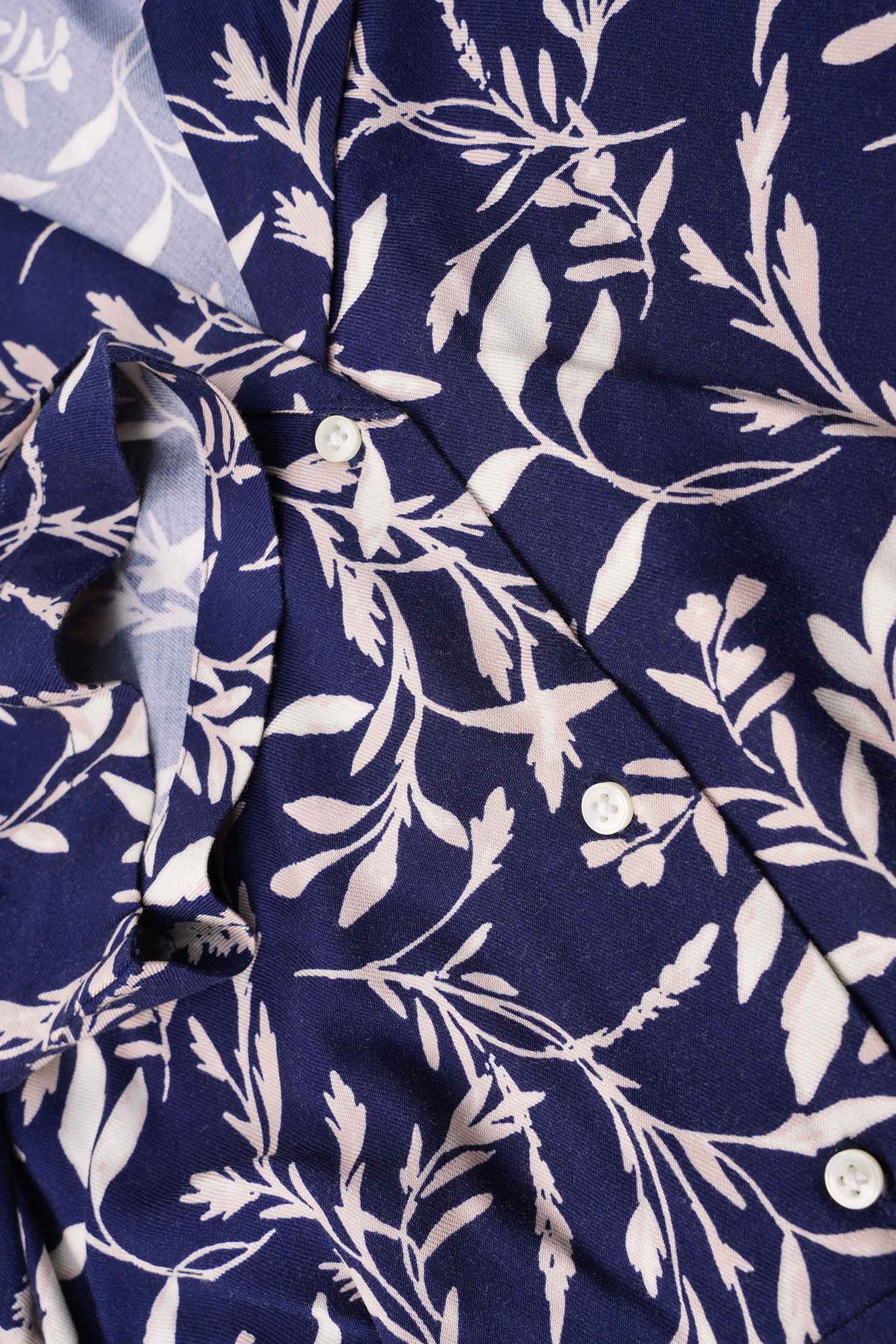 Womens Leaf Print Dress With Collar