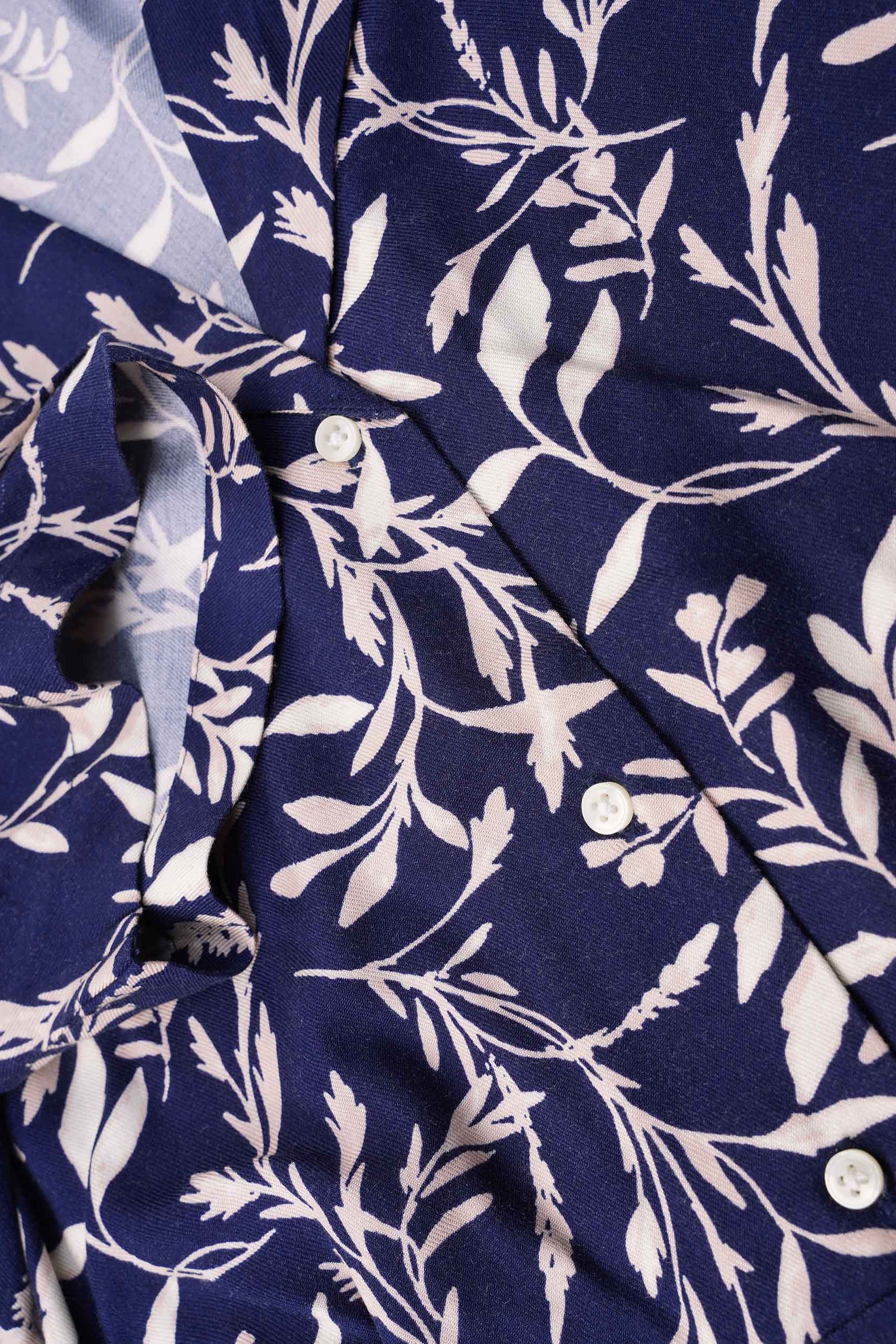 Womens Leaf Print Dress With Collar