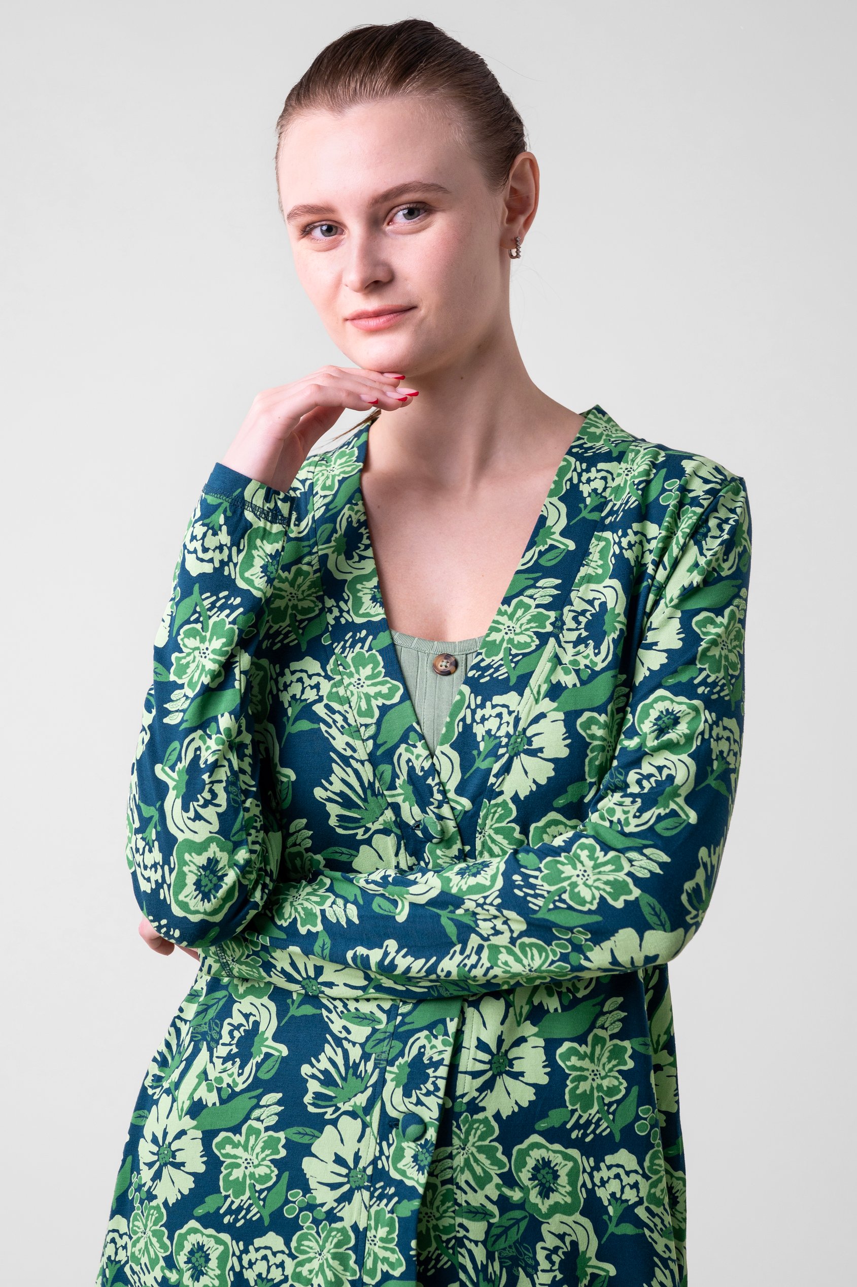 Womens Wild Flower Print Longline Midi Dress