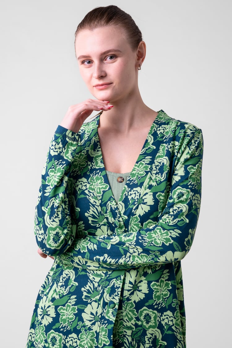 Womens Wild Flower Print Longline Midi Dress