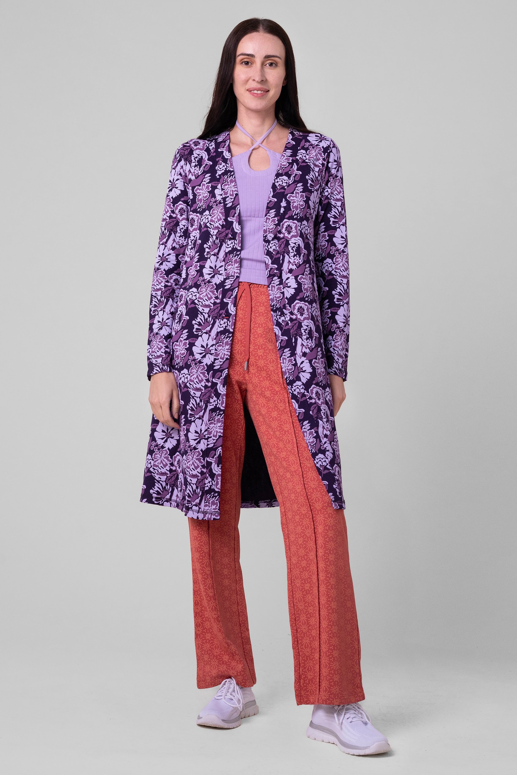 Womens Wild Flower Print Longline Midi Dress