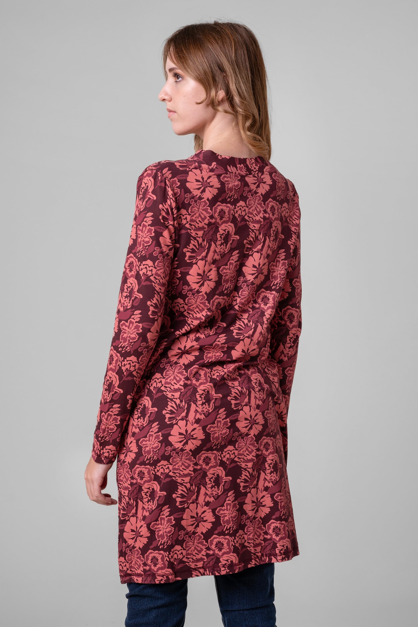 Womens Wild Flower Print Longline Midi Dress