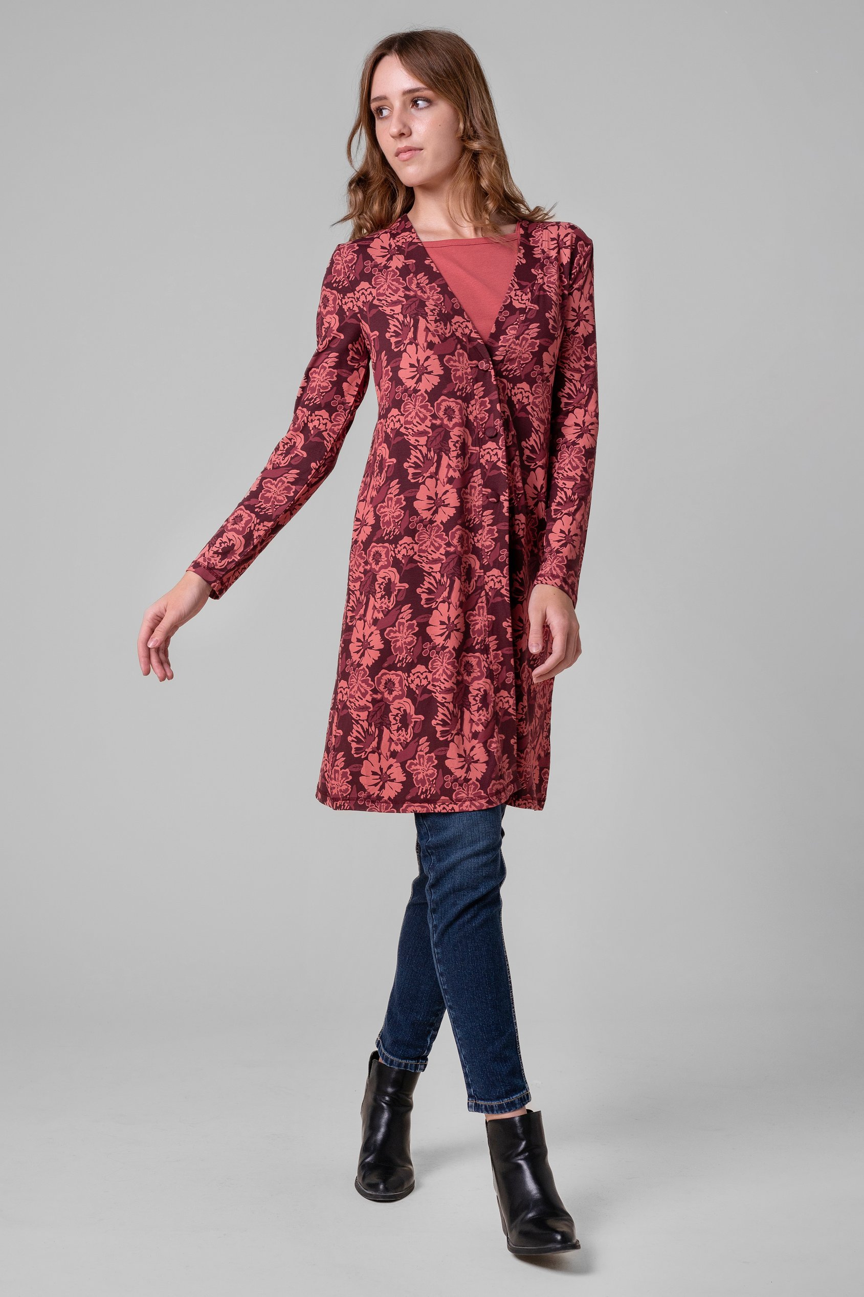 Womens Wild Flower Print Longline Midi Dress