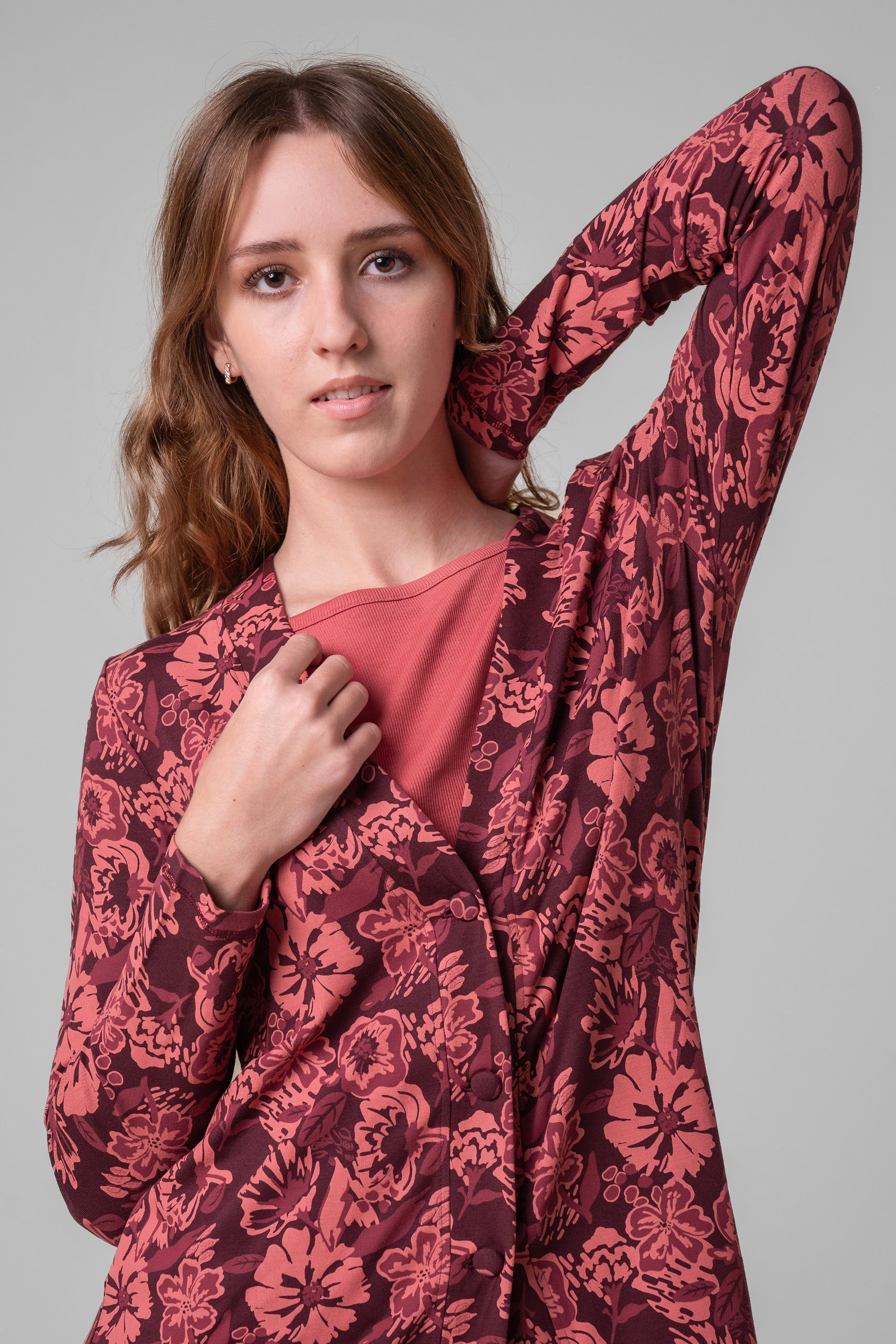 Womens Wild Flower Print Longline Midi Dress