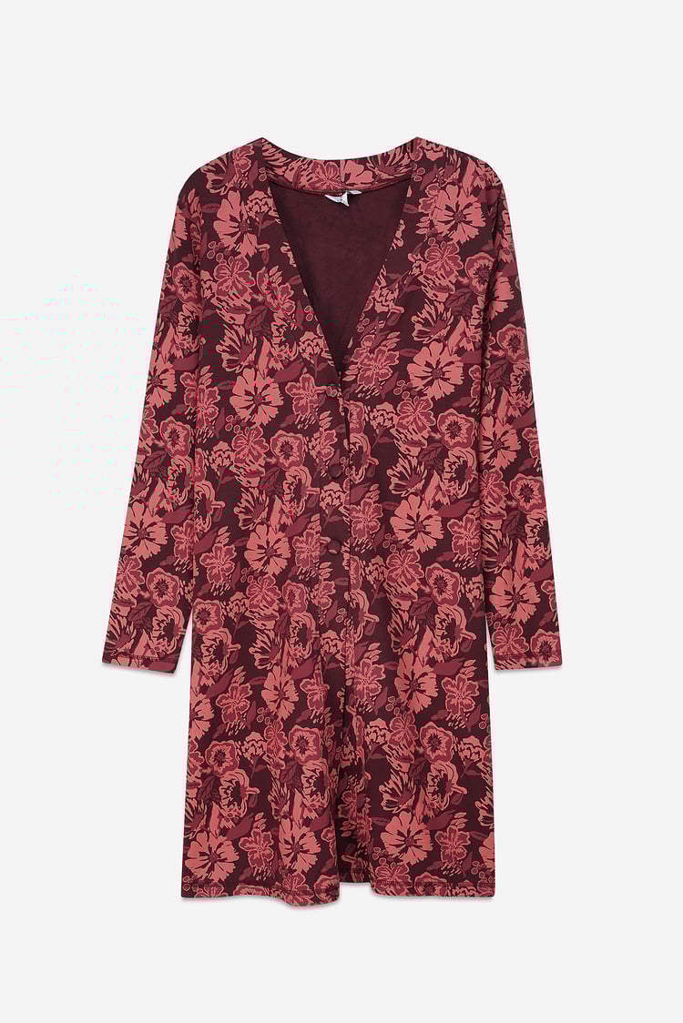 Womens Wild Flower Print Longline Midi Dress