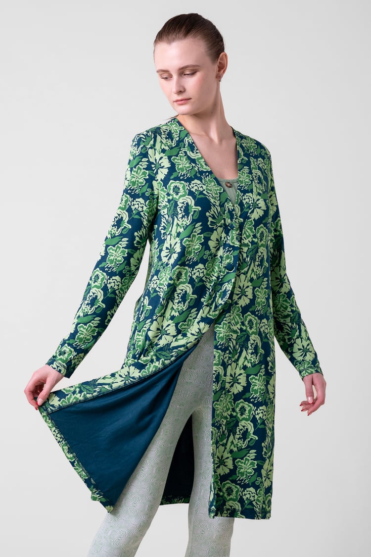 Womens Wild Flower Print Longline Midi Dress